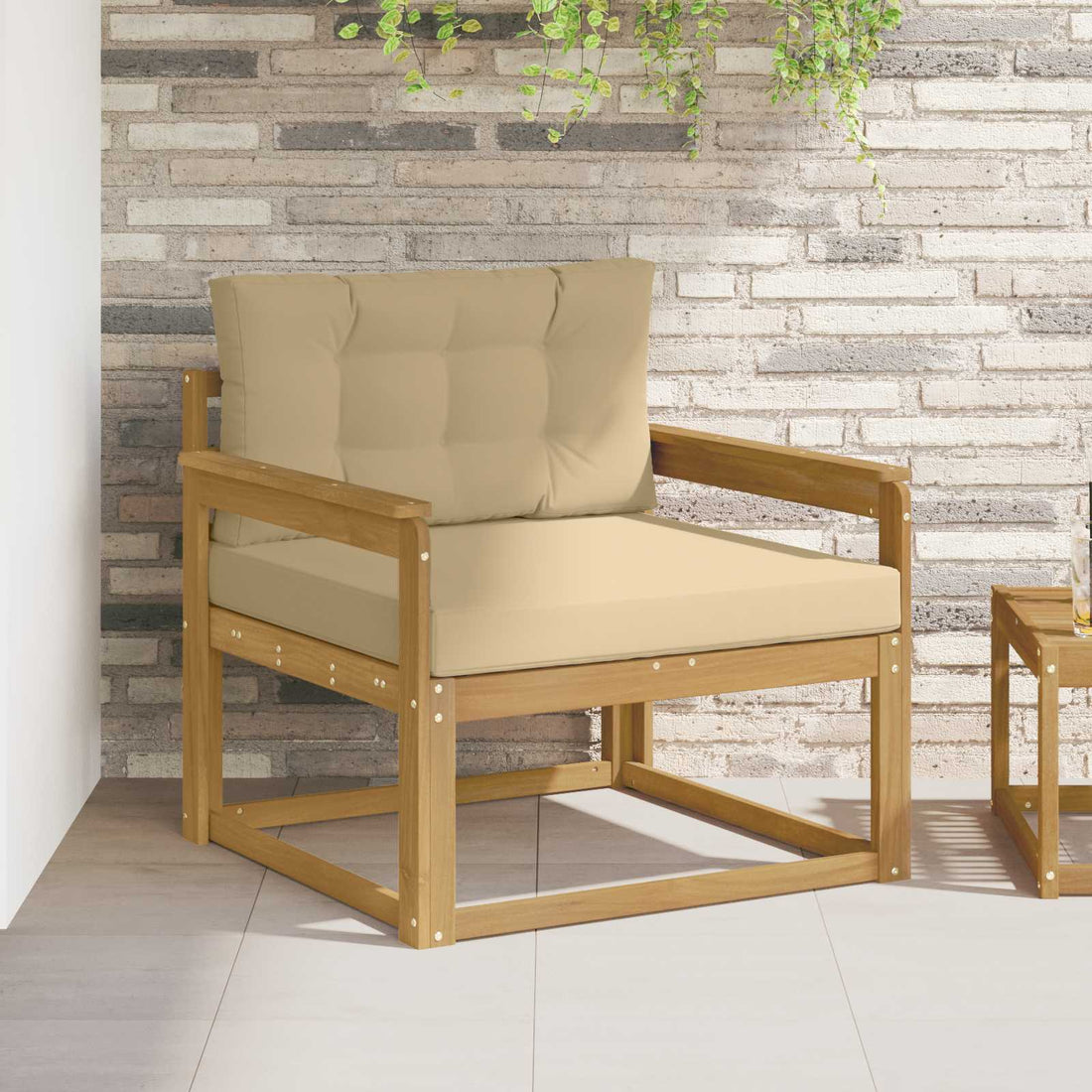 vidaXL Sofá intermedio de exterior Poliéster Blanco