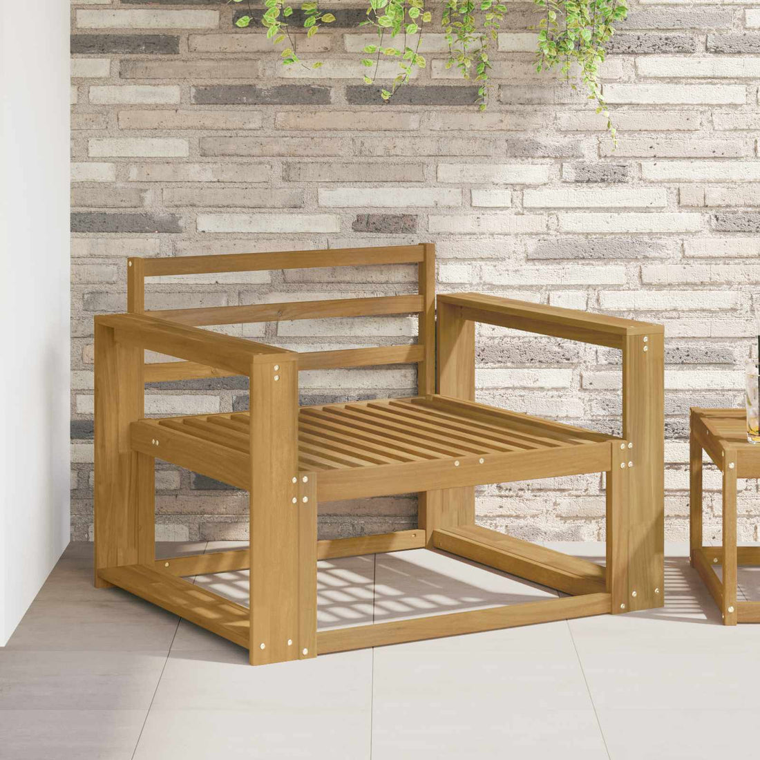 vidaXL Sofá intermedio de exterior Madera de Acacia Sólida Blanco