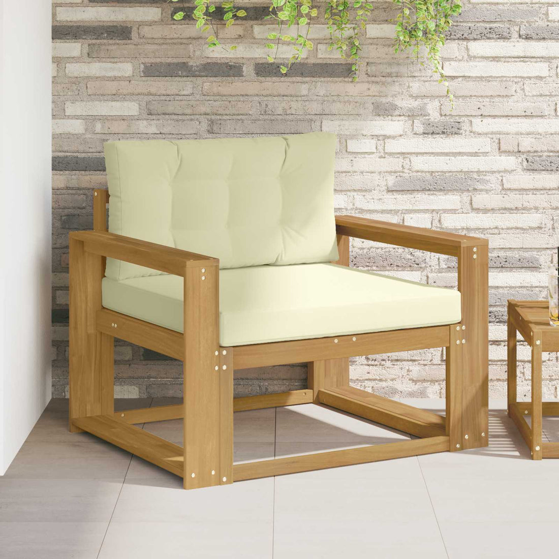 vidaXL Sofá intermedio de exterior Poliéster Blanco