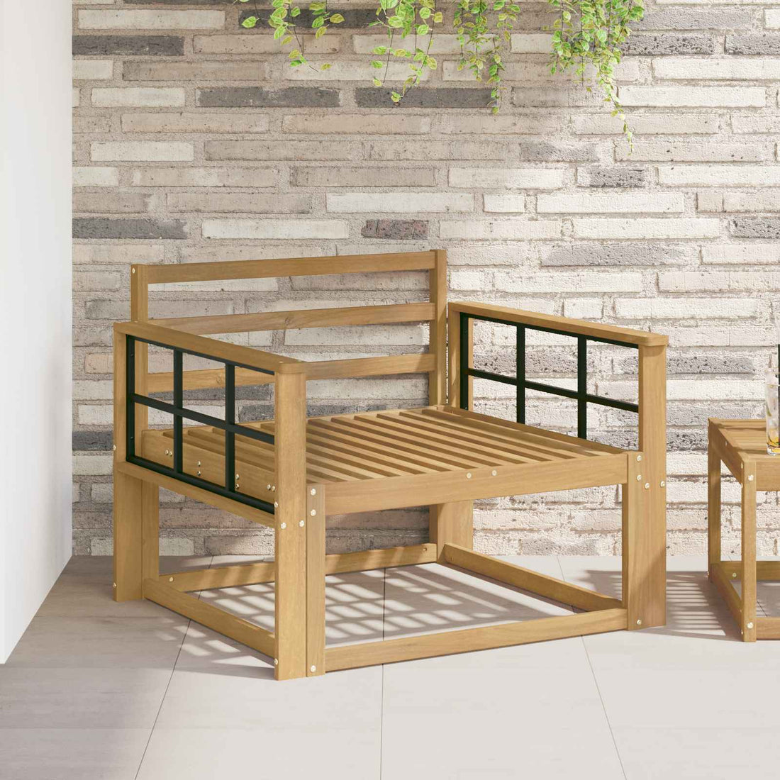 vidaXL Sofá intermedio de exterior Madera de Acacia Sólida Blanco