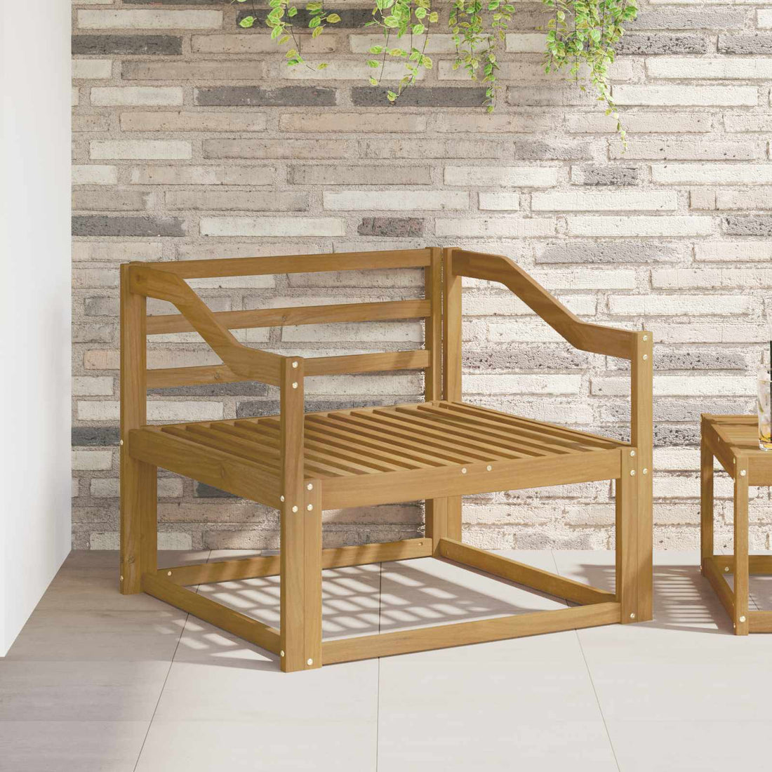 vidaXL Sofá intermedio de exterior Madera de Acacia Sólida Blanco