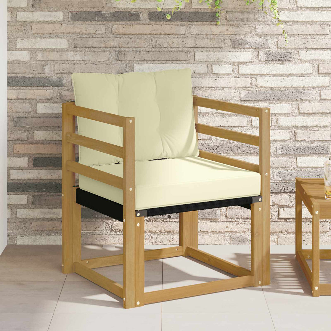 vidaXL Sofá de exterior Madera maciza de acacia y textileno Blanco