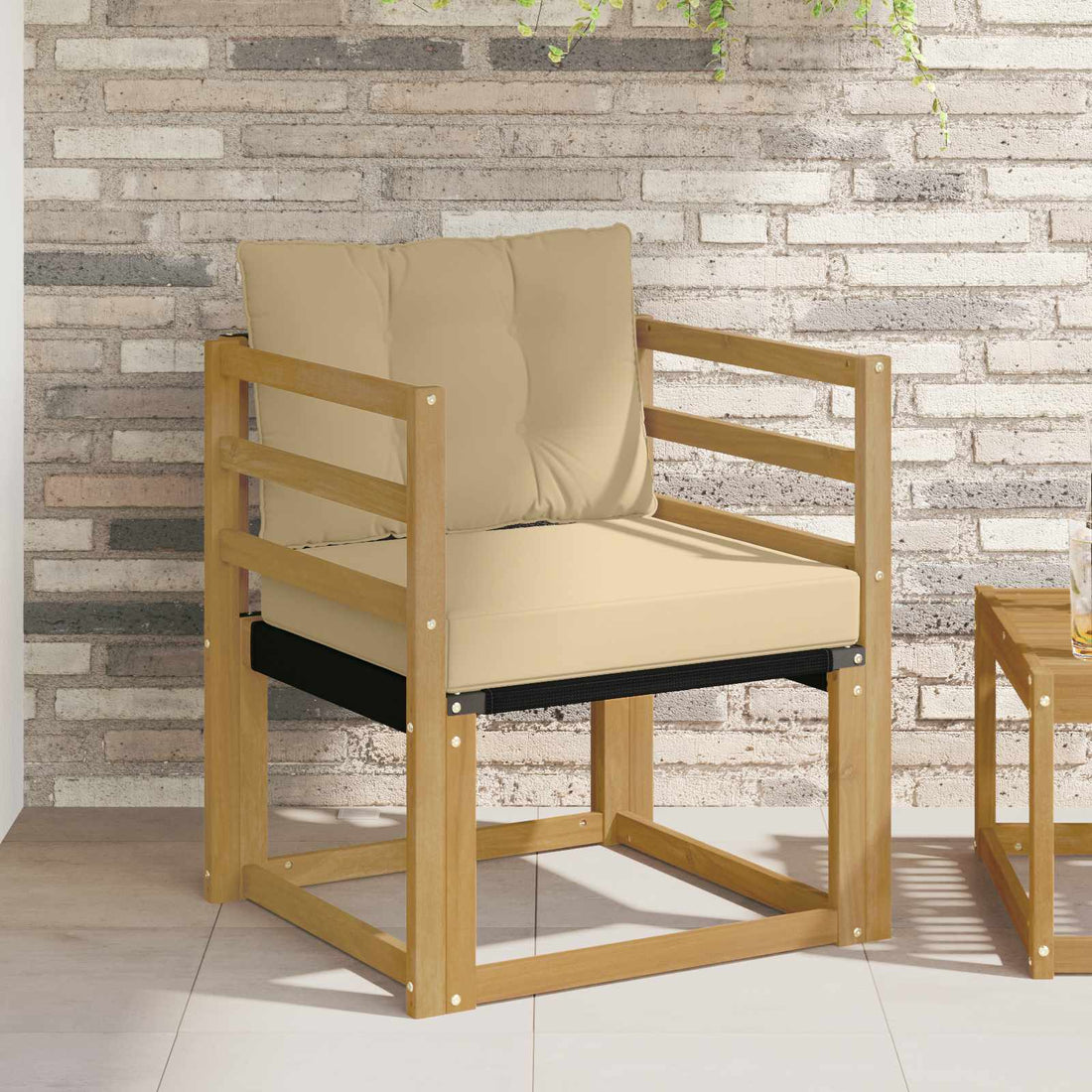 vidaXL Sofá de exterior Madera maciza de acacia y textileno Blanco