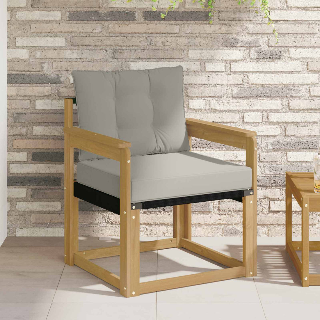 vidaXL Sofá de exterior Madera maciza de acacia y textileno Blanco