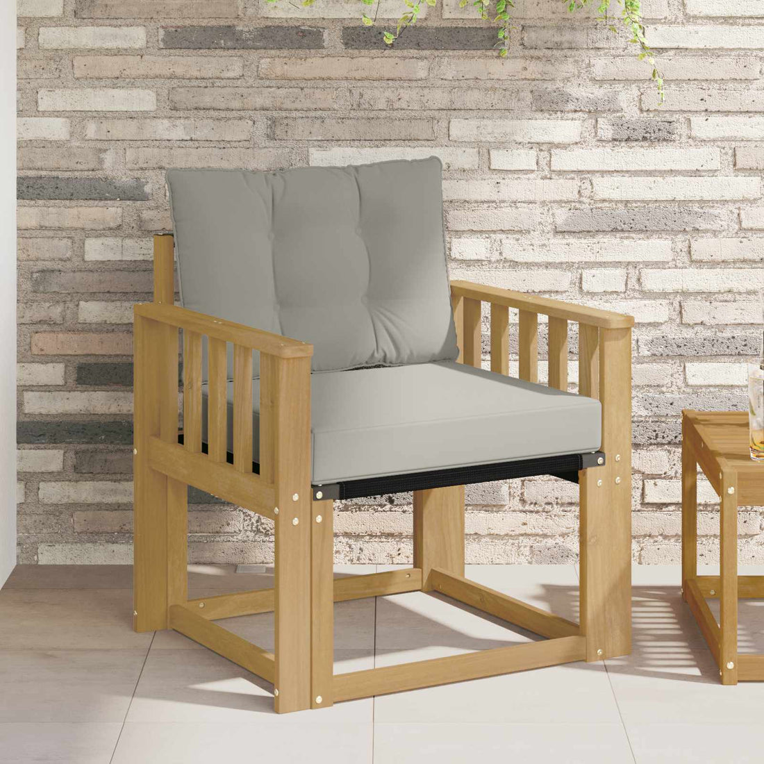 vidaXL Sofá de exterior Madera maciza de acacia y textileno Blanco