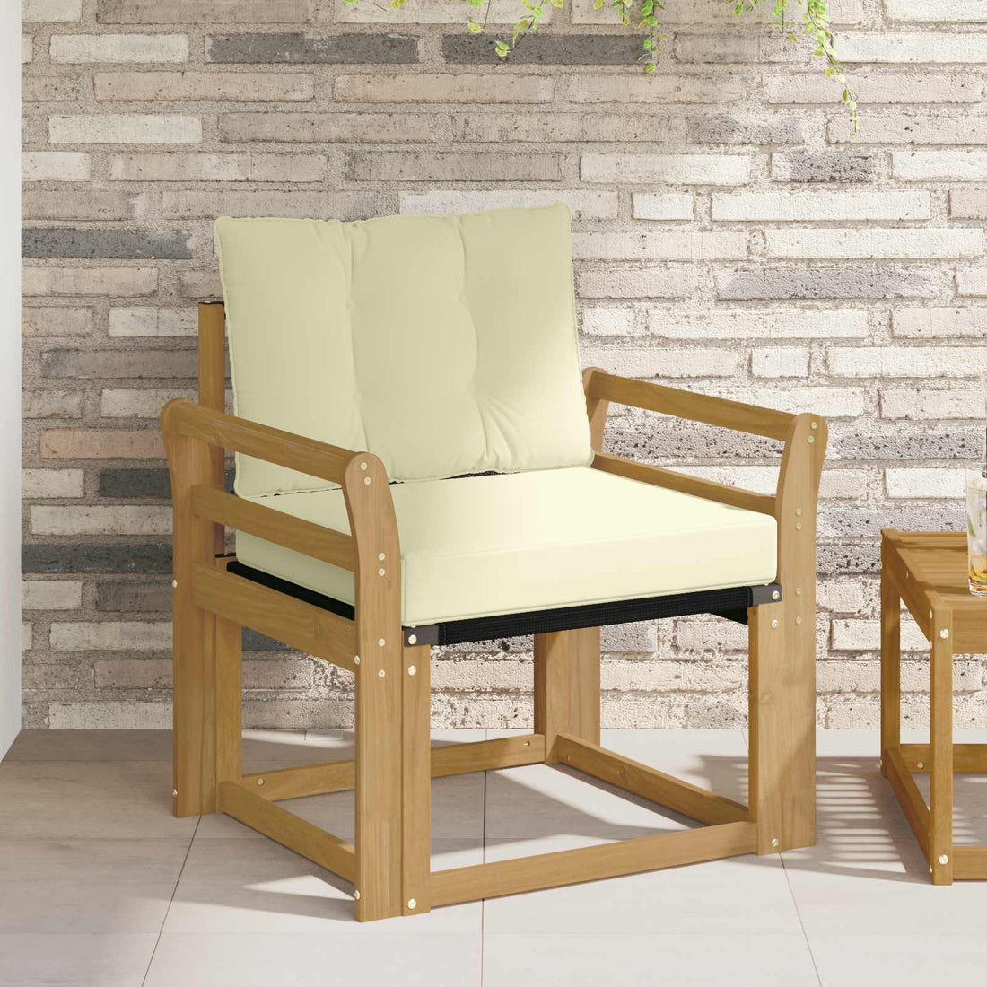 vidaXL Sofá de exterior Madera maciza de acacia y textileno Blanco
