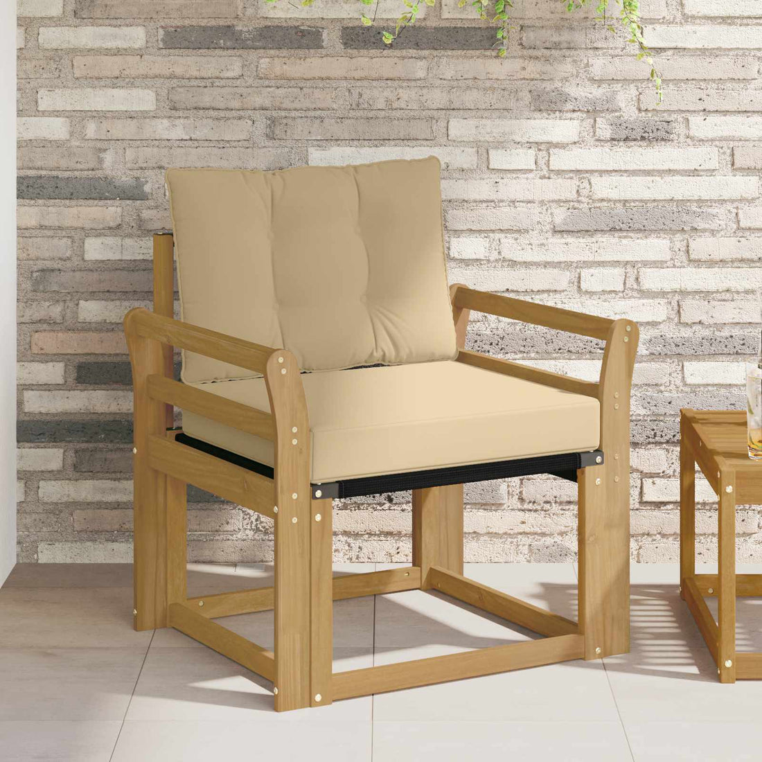 vidaXL Sofá de exterior Madera maciza de acacia y textileno Blanco