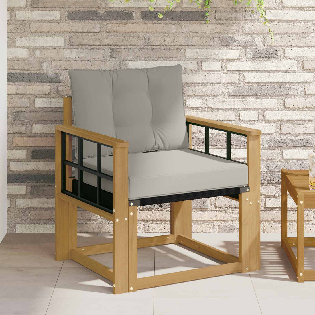 vidaXL Sofá de exterior Madera maciza de acacia y textileno Blanco