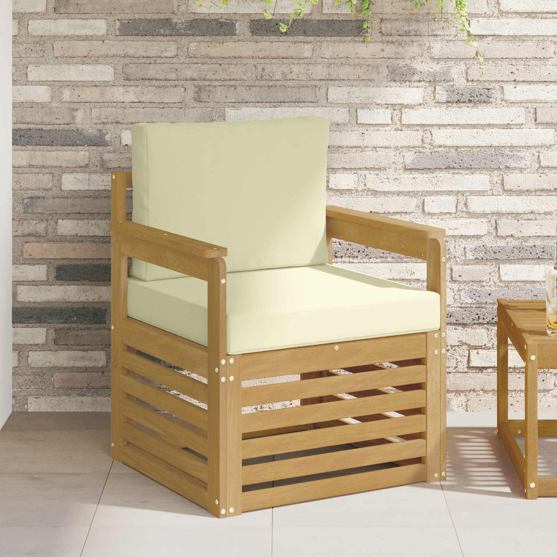 vidaXL 2 Pieza Conjunto de sofás de exterior Poliéster Blanco y Crema
