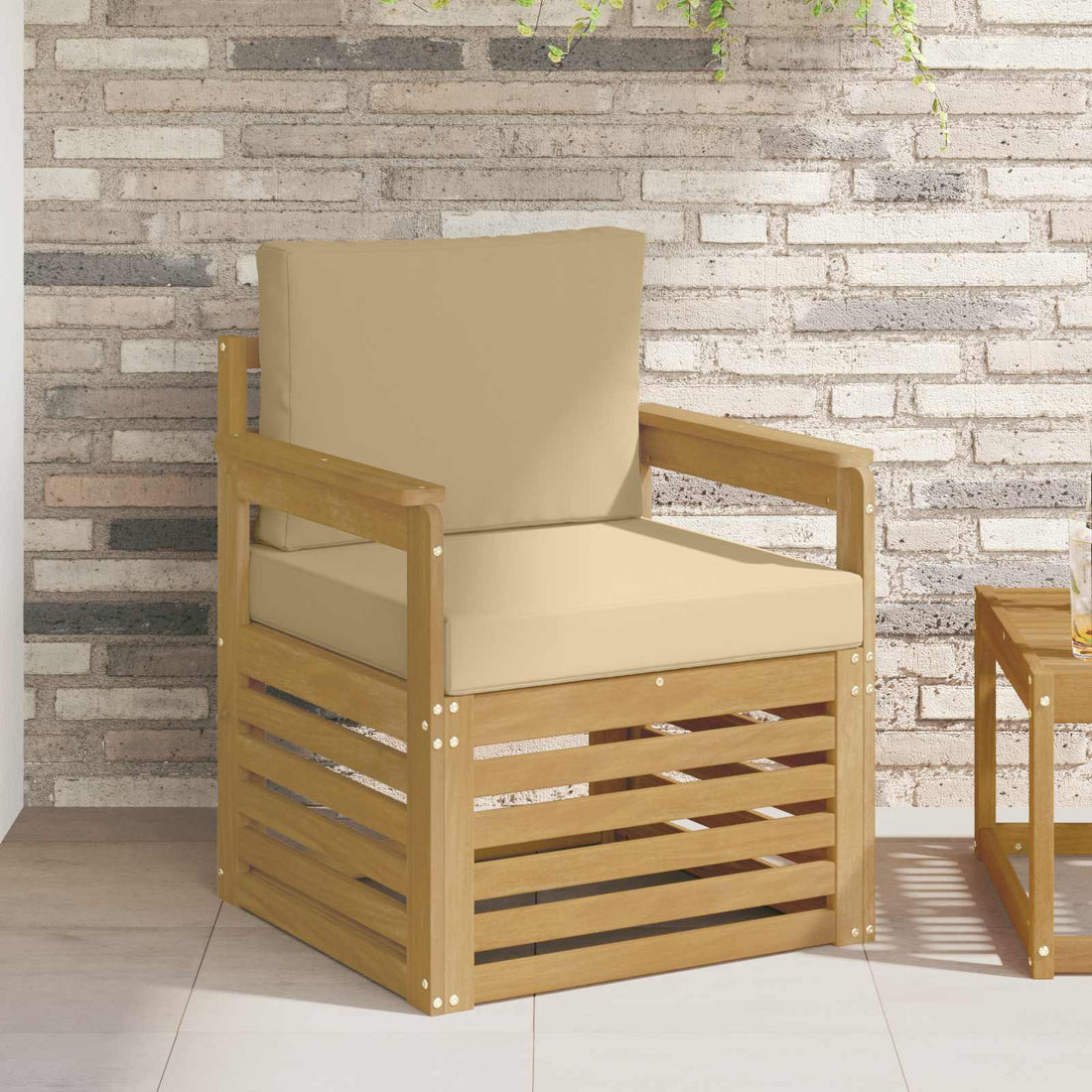 vidaXL 2 Pieza Conjunto de sofás de exterior Poliéster Blanco y Beige