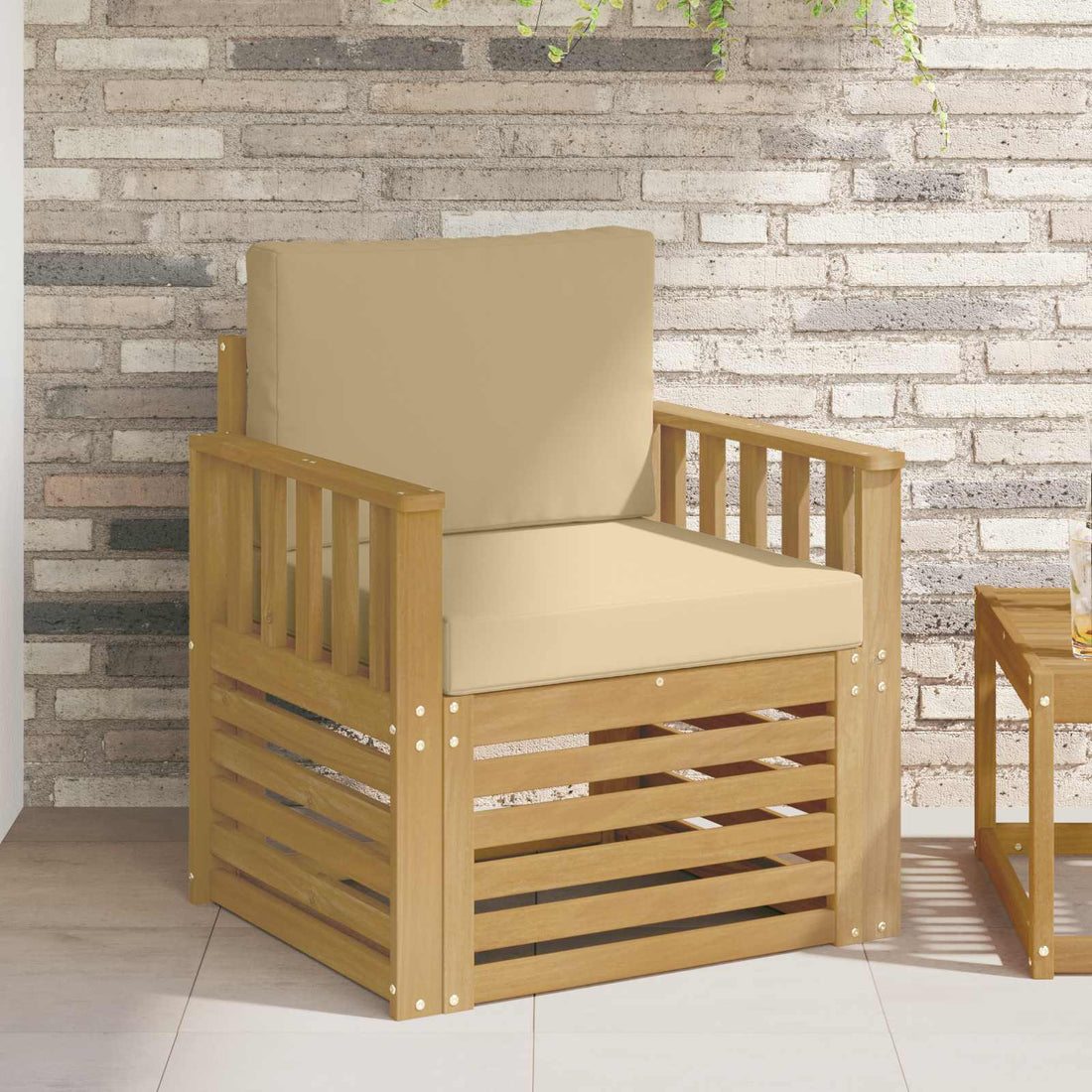 vidaXL 2 Pieza Conjunto de sofás de exterior Poliéster Blanco y Beige