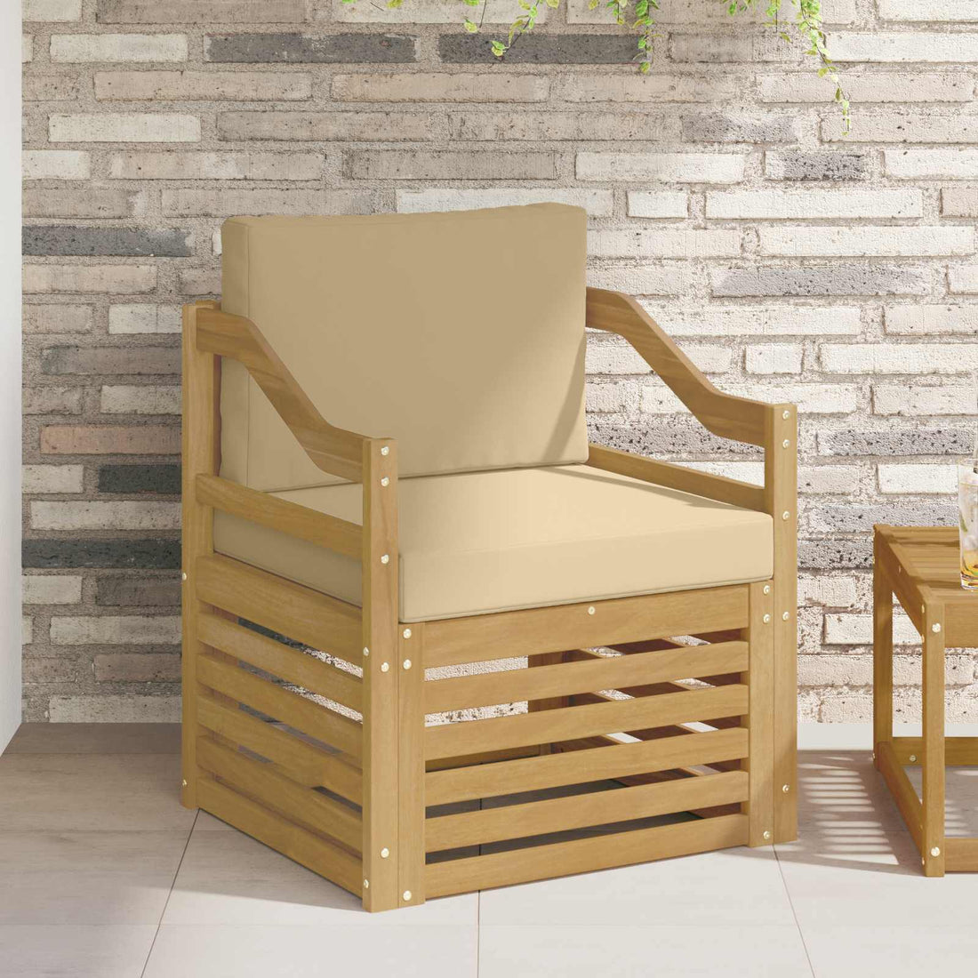 vidaXL Conjunto de sofás de exterior Poliéster Blanco y beige