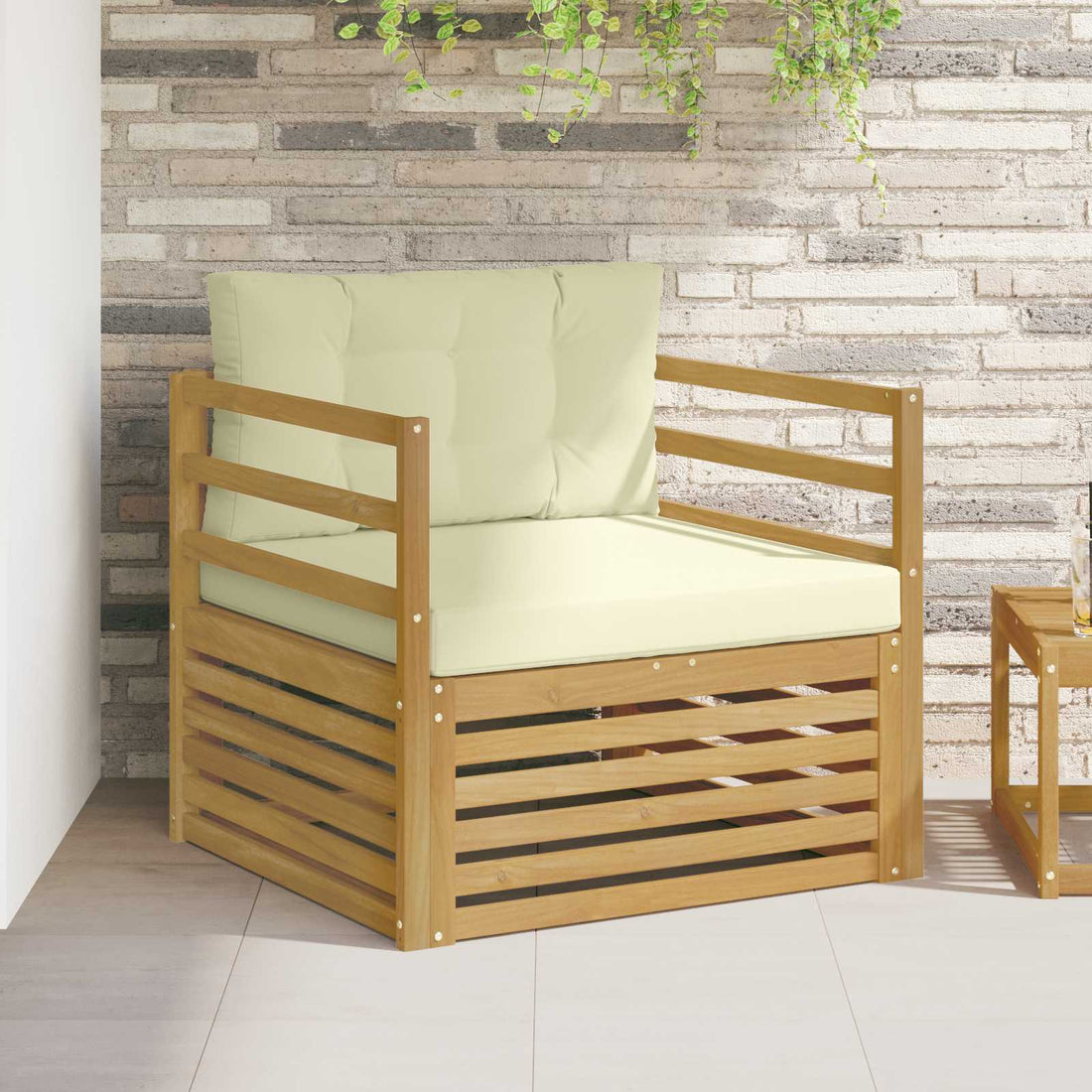vidaXL Sofá de exterior Blanco y Crema