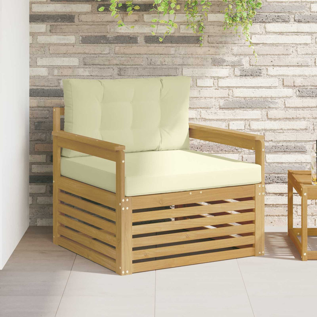 vidaXL Sofá de exterior Poliéster Blanco y crema