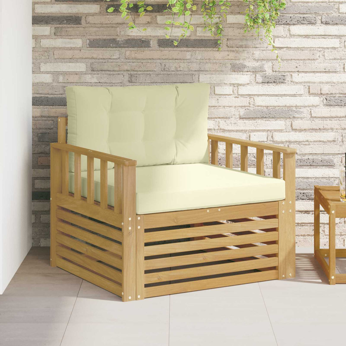 vidaXL Sofá de exterior Poliéster Blanco y crema