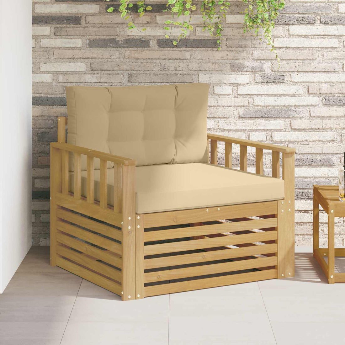 vidaXL Sofá de exterior Poliéster Blanco y beige