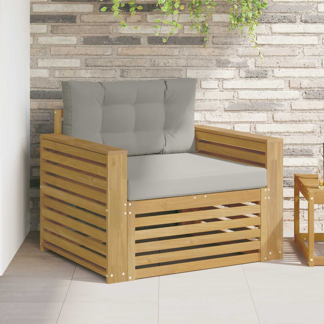 vidaXL Sofá de exterior Poliéster Marrón y Gris Claro