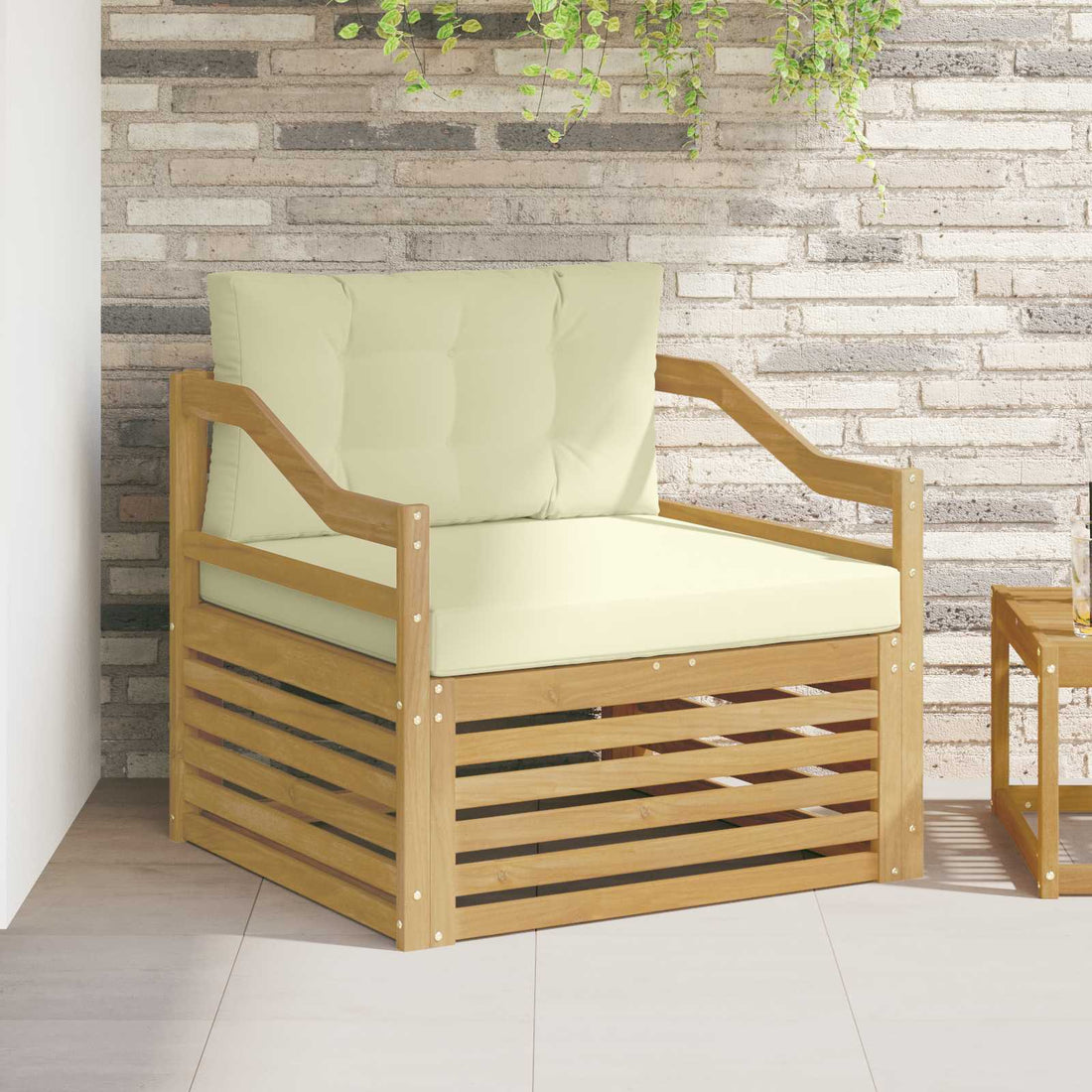 vidaXL Sofá de exterior Blanco y Crema