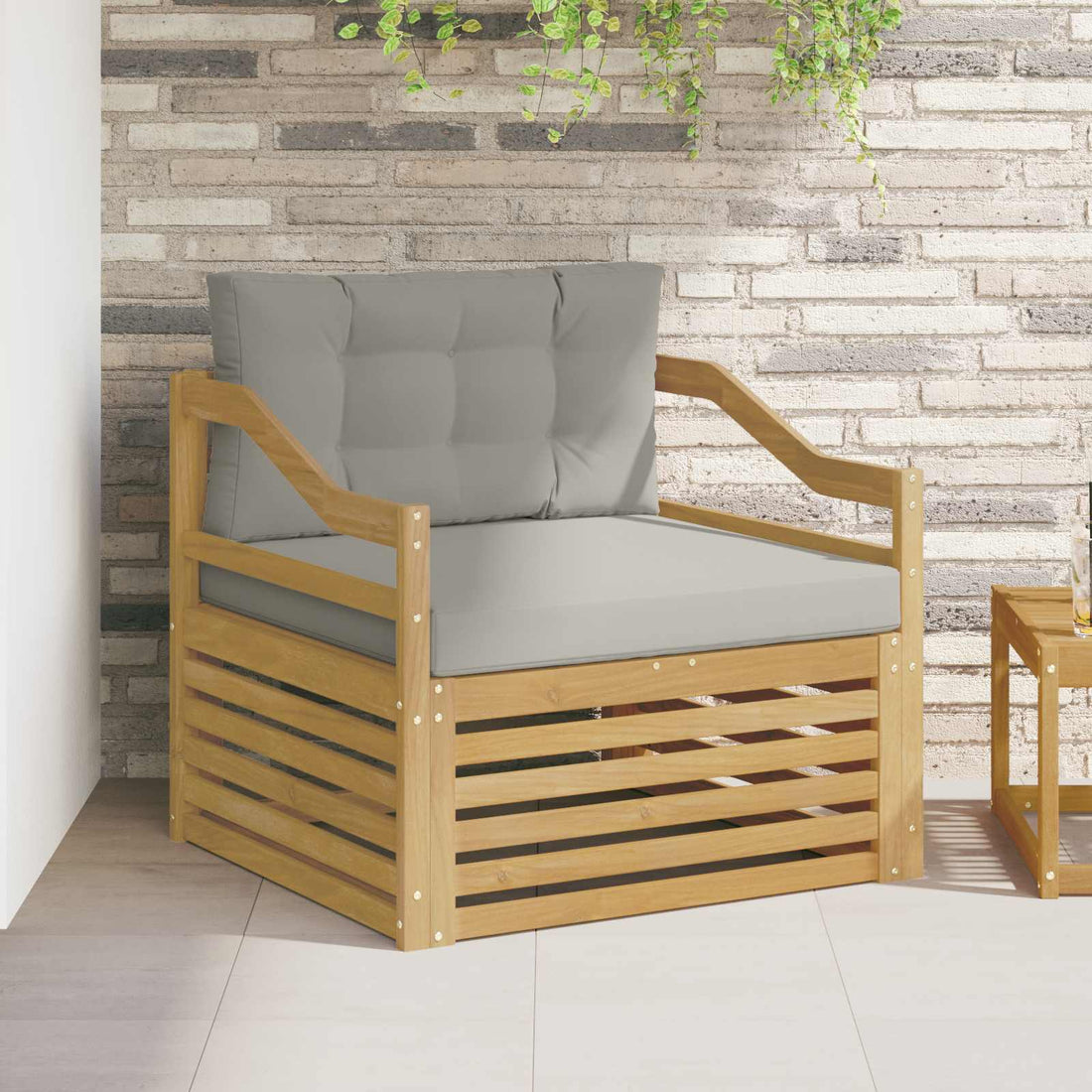 vidaXL Sofá de exterior Blanco y Gris Claro