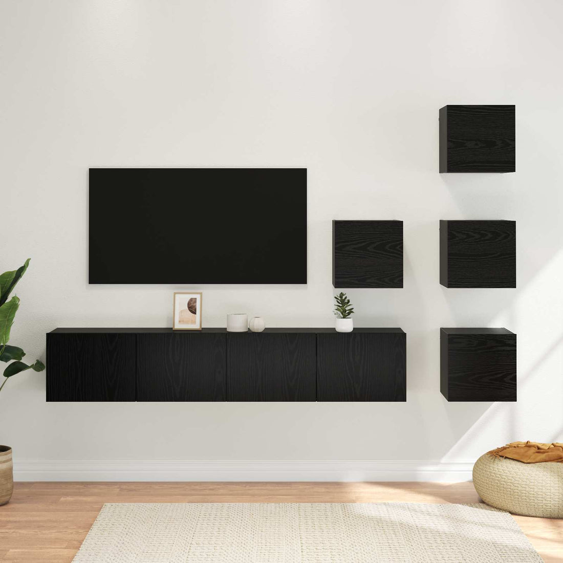 vidaXL Conjunto de mueble de TV 6 uds. Roble Negro
