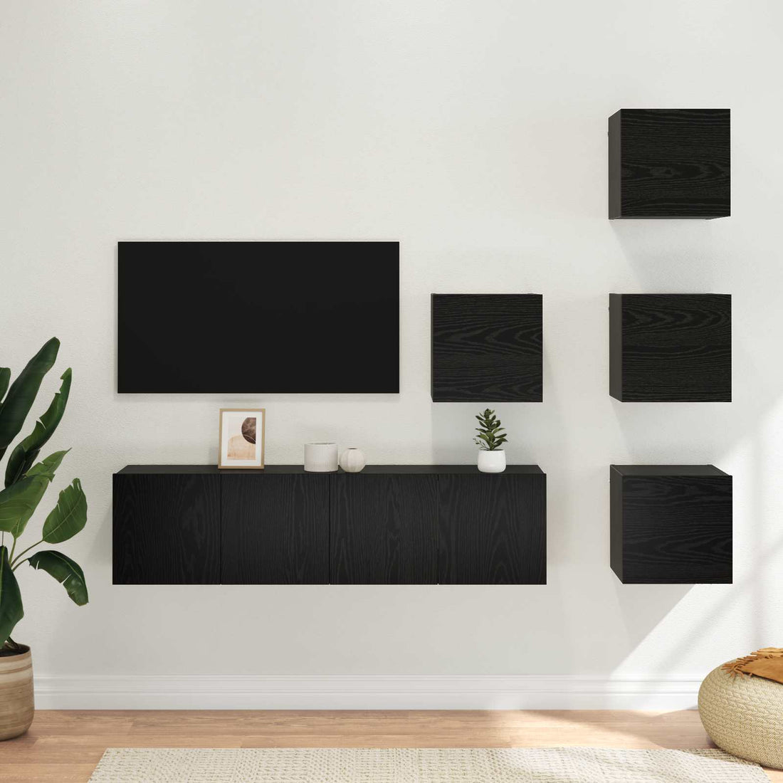 vidaXL Conjunto de mueble de TV 6 uds. Roble Negro