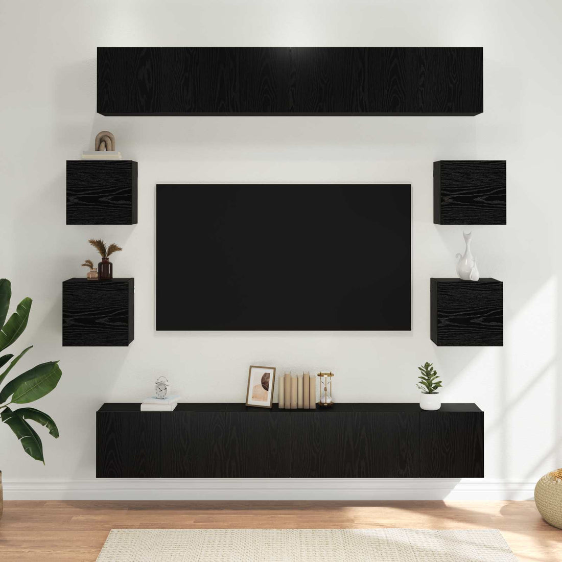 vidaXL Conjunto de mueble de TV 10 uds. Roble Negro