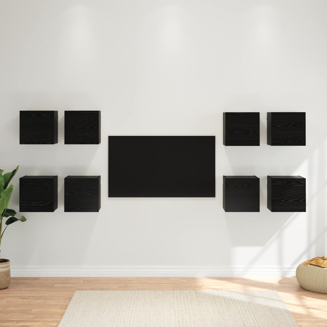 vidaXL Mueble para TV montado en la pared 8 uds. Roble Negro