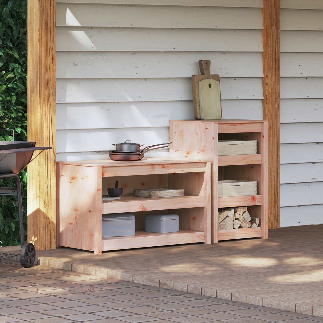 vidaXL Armario de cocina de exterior MEPPEL 2 uds. Blanco