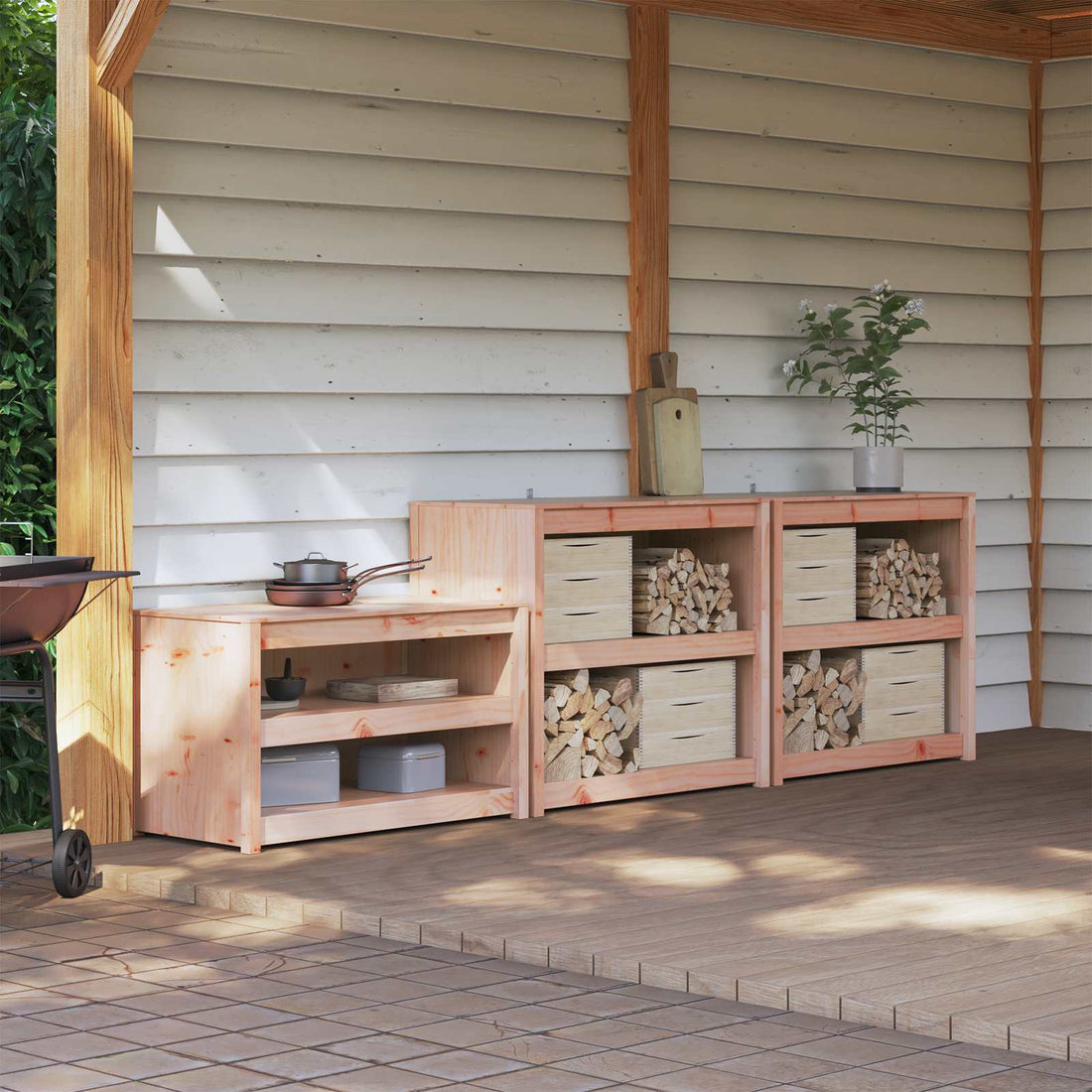 vidaXL Armario de cocina de exterior MEPPEL 3 uds.