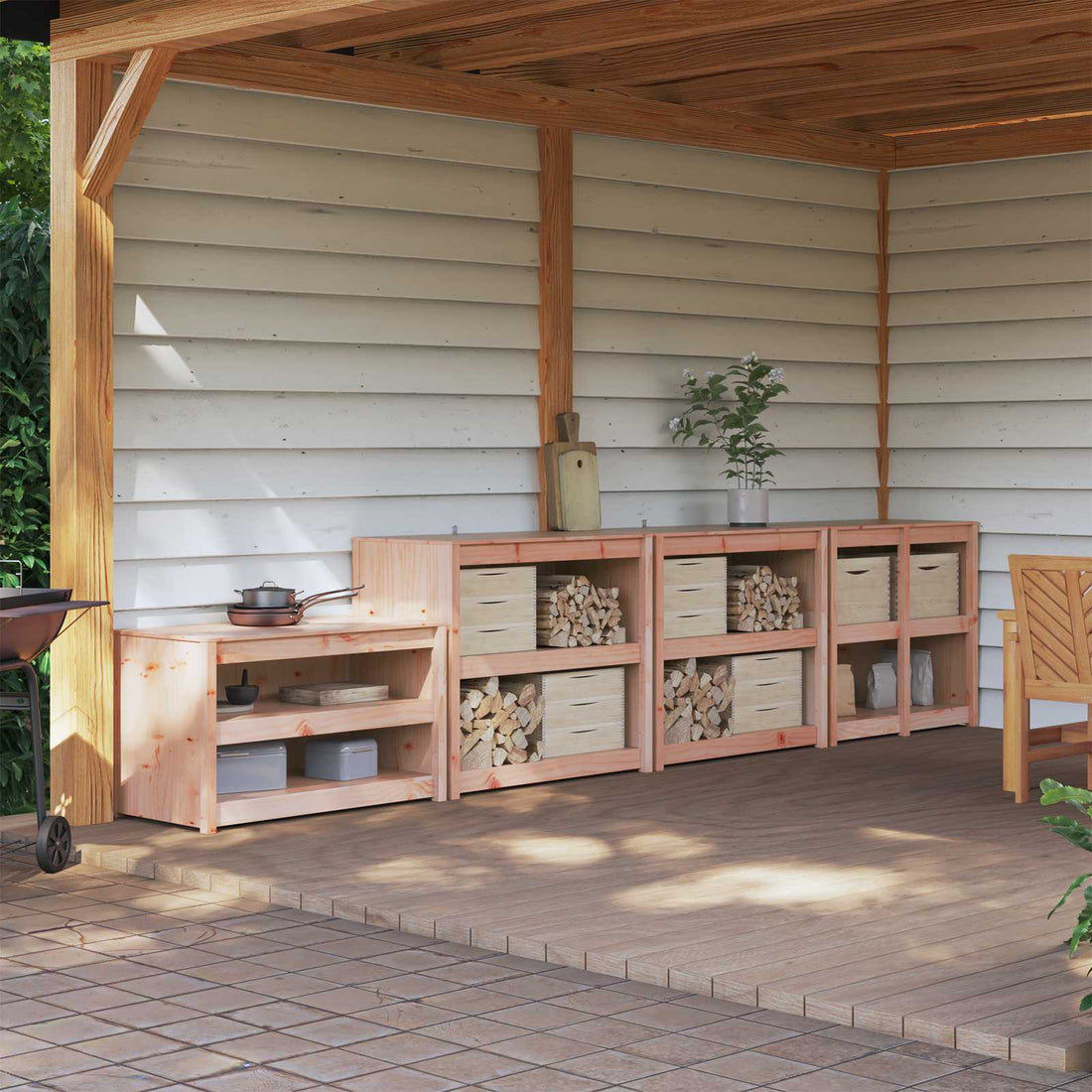 vidaXL Armario de cocina de exterior MEPPEL 4 uds. Blanco