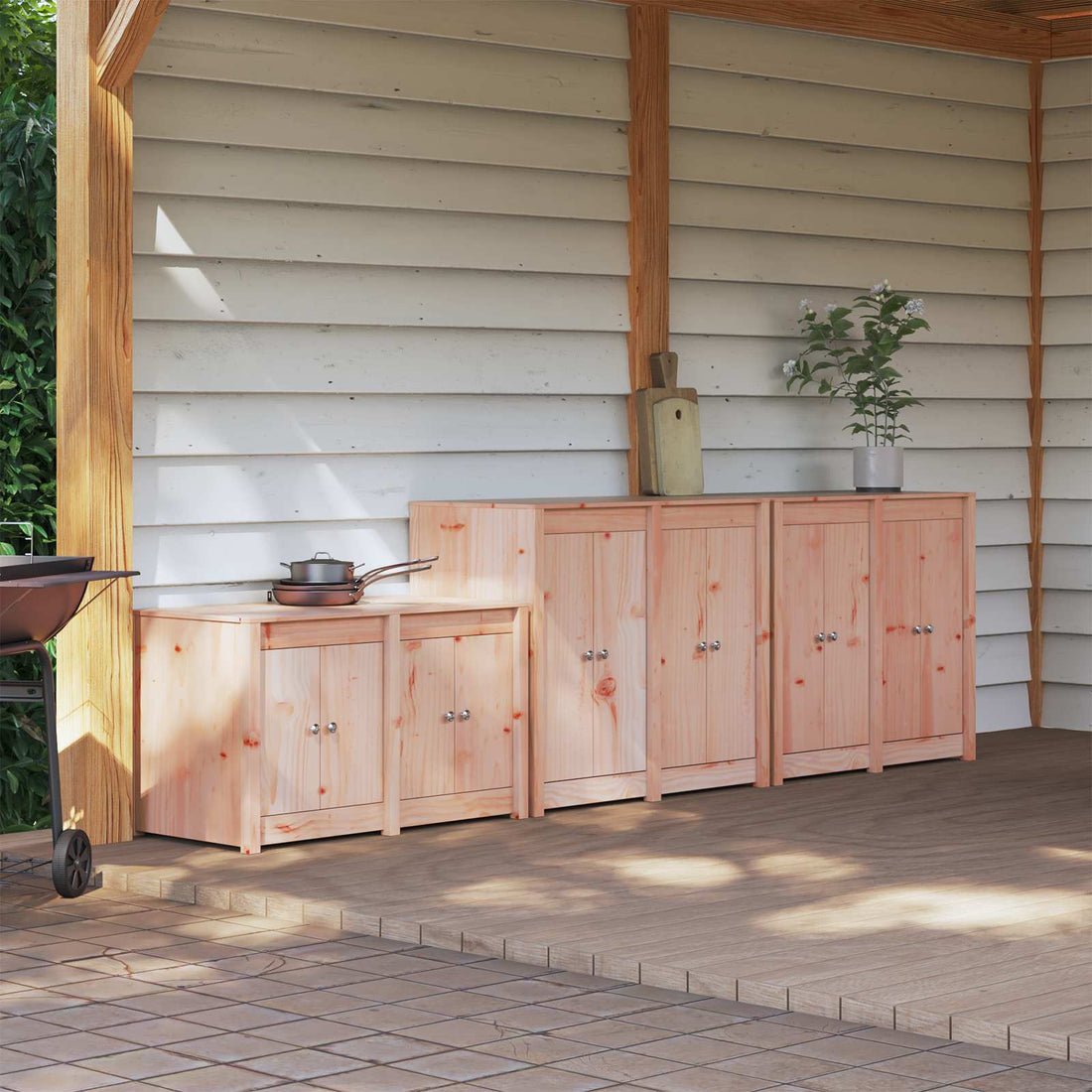 vidaXL Armario de cocina de exterior MEPPEL 3 uds. Blanco