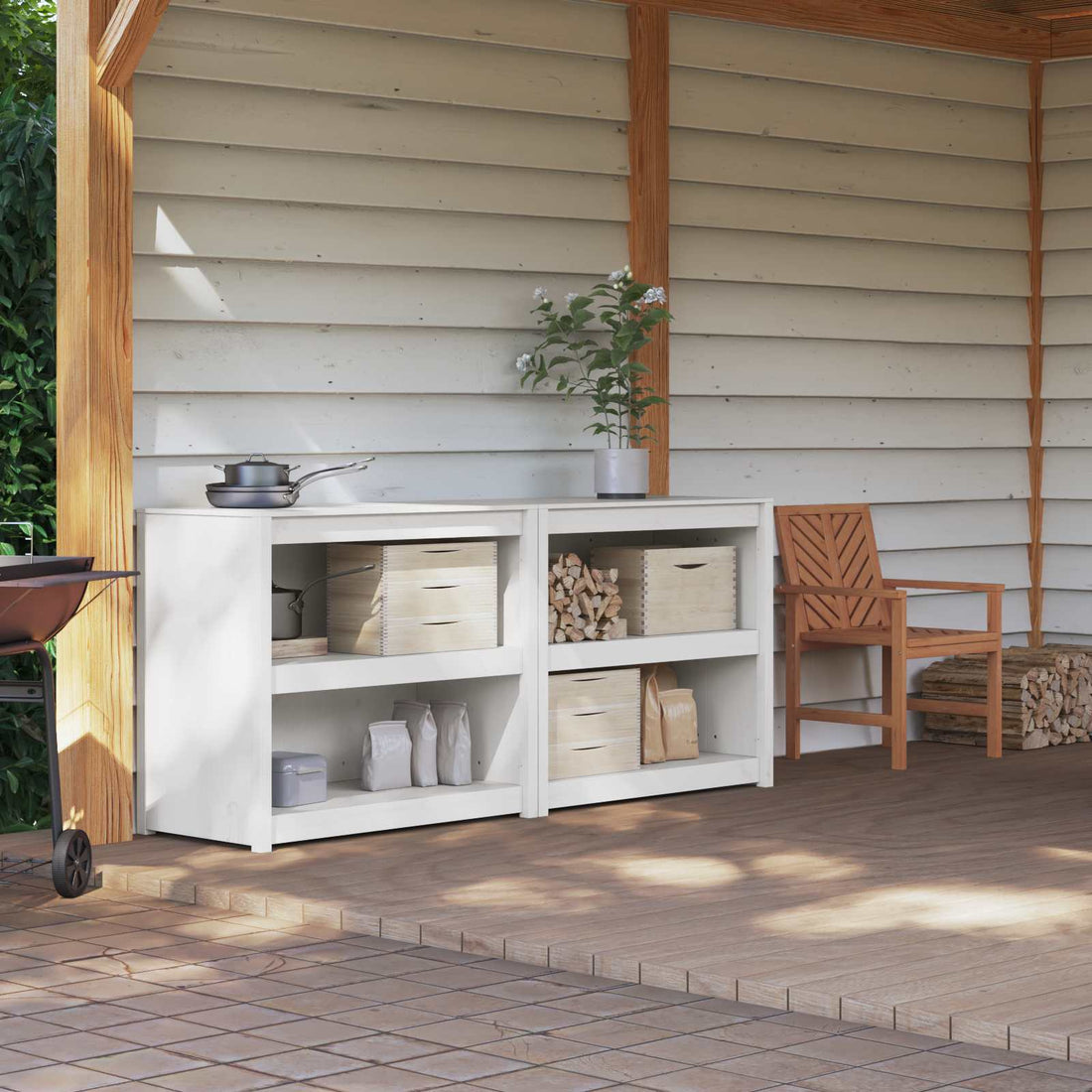 vidaXL Armario de cocina de exterior MEPPEL 2 uds. Blanco