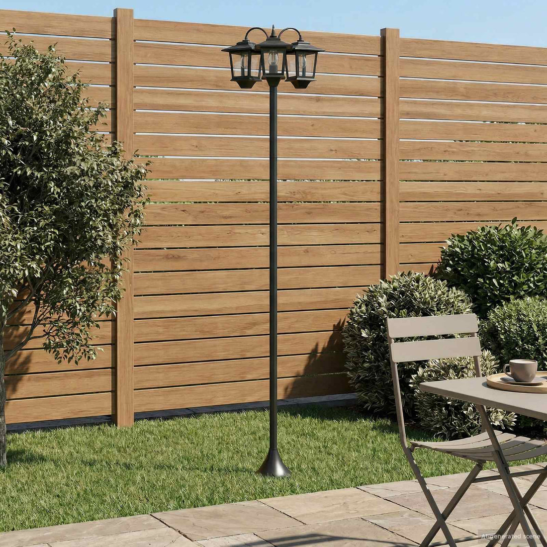 vidaXL Farola de 3 brazos Negro 16 x 16 x 187 cm Aluminio y ABS