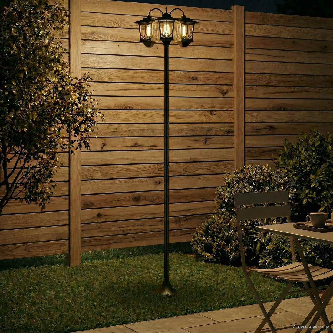 vidaXL Farola de 3 brazos Negro 16 x 16 x 187 cm Aluminio y ABS