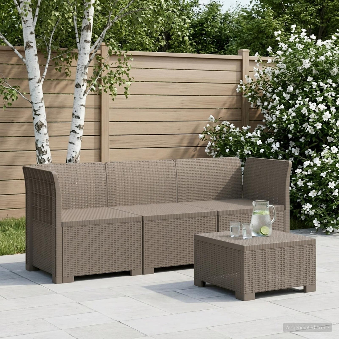 vidaXL Sofá de Jardín de 3 Plazas Look Ratan PP Gris Claro