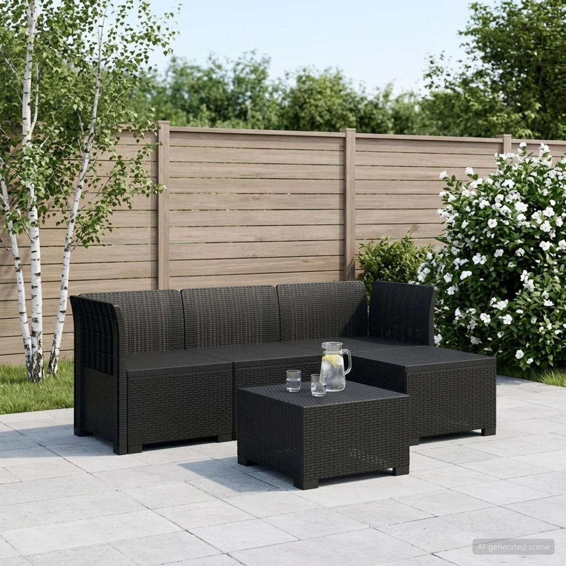 vidaXL Sofá de Jardín para 4 Personas con Diseño de Rattan PP