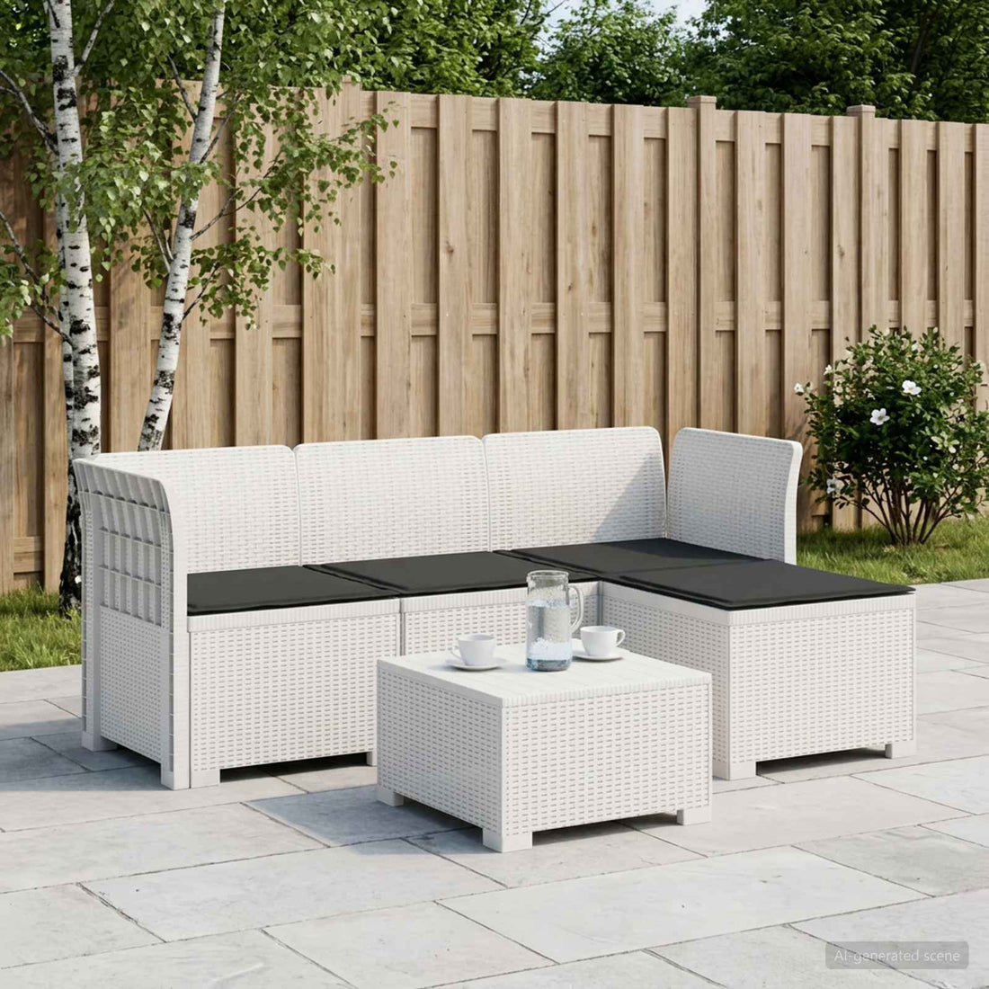 vidaXL Sofá de Jardín para 4 Personas con Cojines y Diseño de Rattan