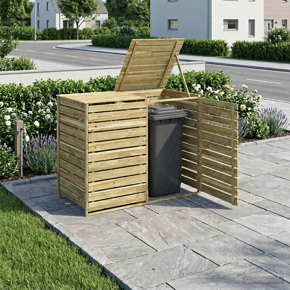 vidaXL Almacenamiento para contenedores de basura con ruedas 240 L