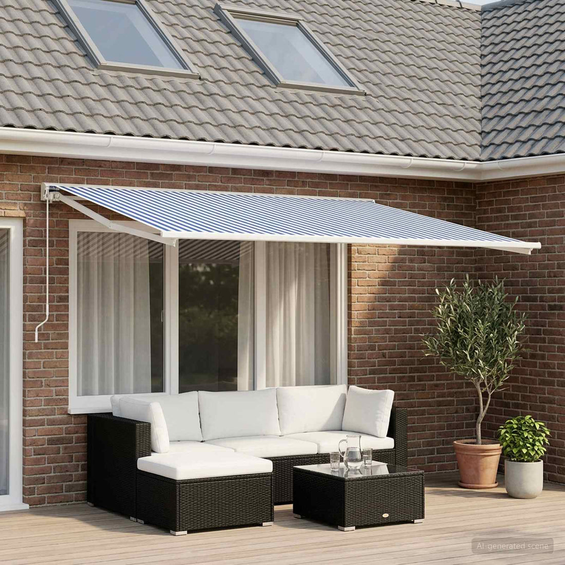vidaXL Tela de Repuesto para Toldos Azul y Blanco 250 x 200 cm