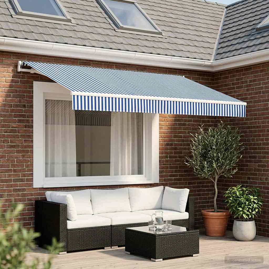 vidaXL Tela de Repuesto para Toldos Azul y Blanco 350 x 250 cm