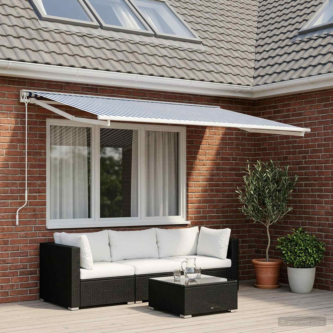 vidaXL Tela de Repuesto para Toldos Azul y Blanco 400 x 300 cm