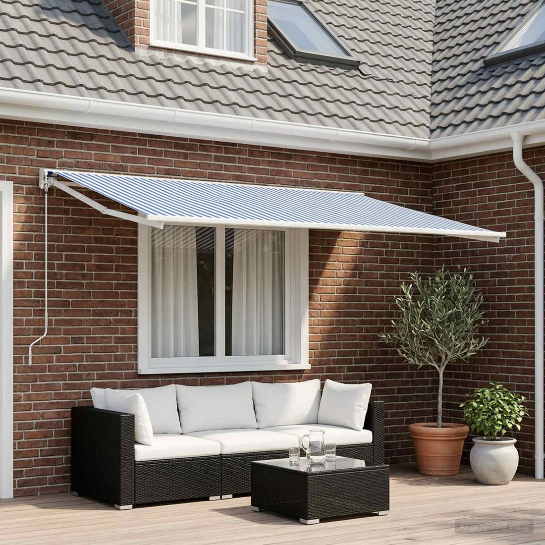 vidaXL Tela de Repuesto para Toldos Azul y Blanco 400 x 350 cm