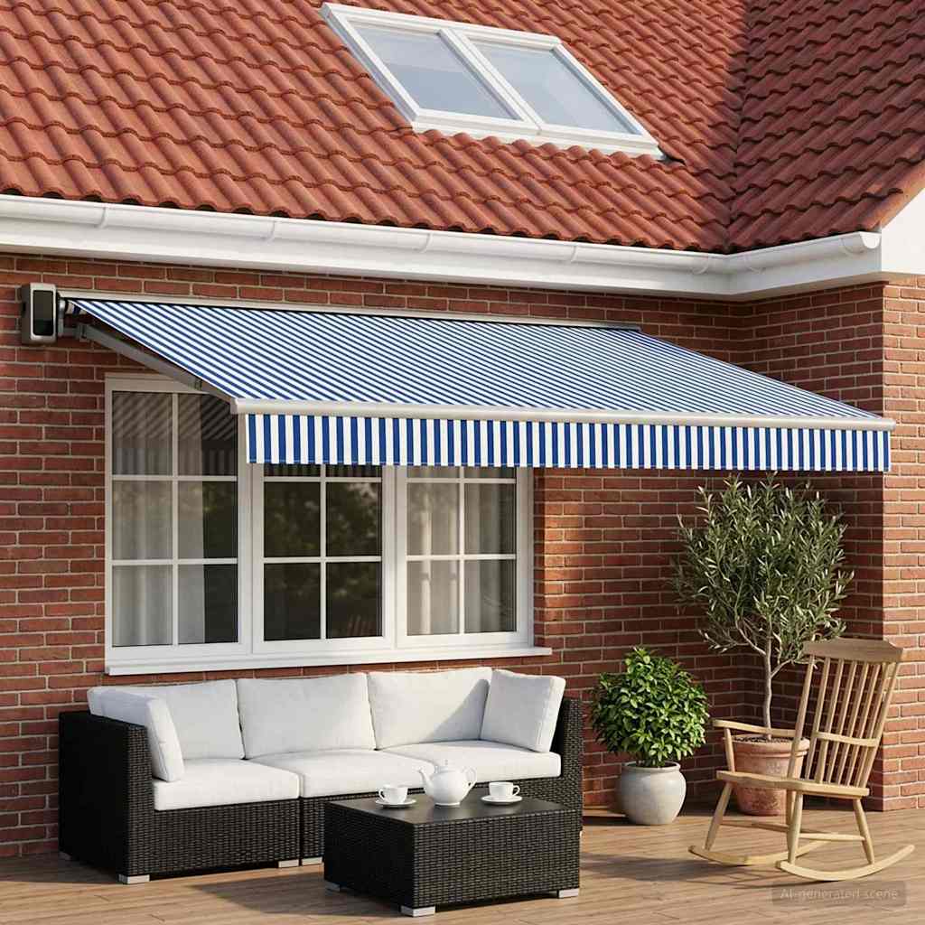 vidaXL Tela de Repuesto para Toldos Azul y Blanco 450 x 300 cm