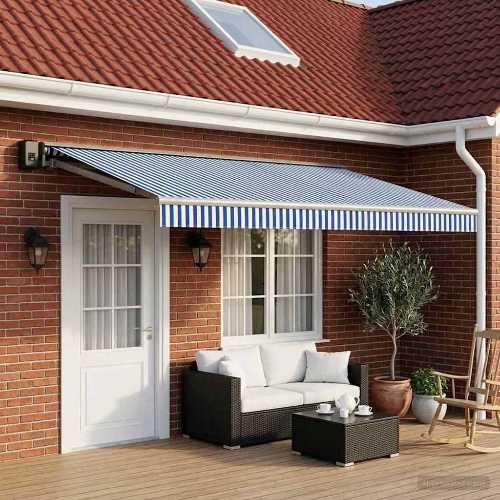 vidaXL Tela de Repuesto para Toldos Azul y Blanco 500 x 300 cm