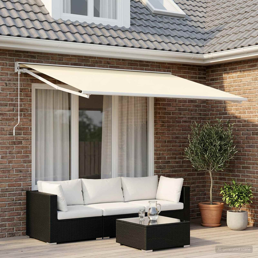 vidaXL Tela de Repuesto para Toldos Crema 300 x 250 cm Poliéster