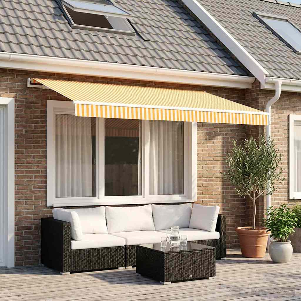 vidaXL Tela de Repuesto para Toldos Amarillo y blanco 350 x 250 cm