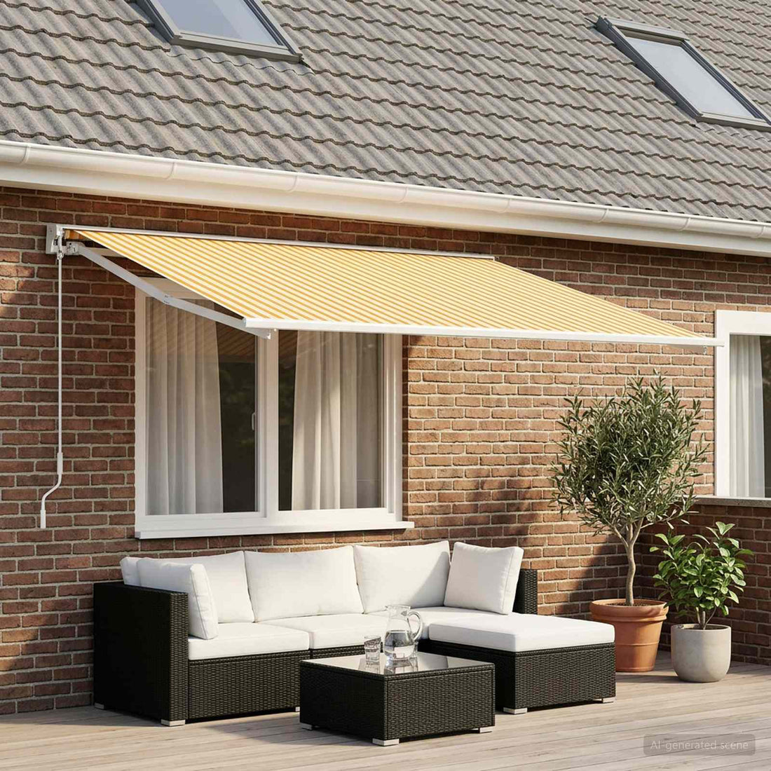 vidaXL Tela de Repuesto para Toldos Amarillo y blanco 400 x 350 cm