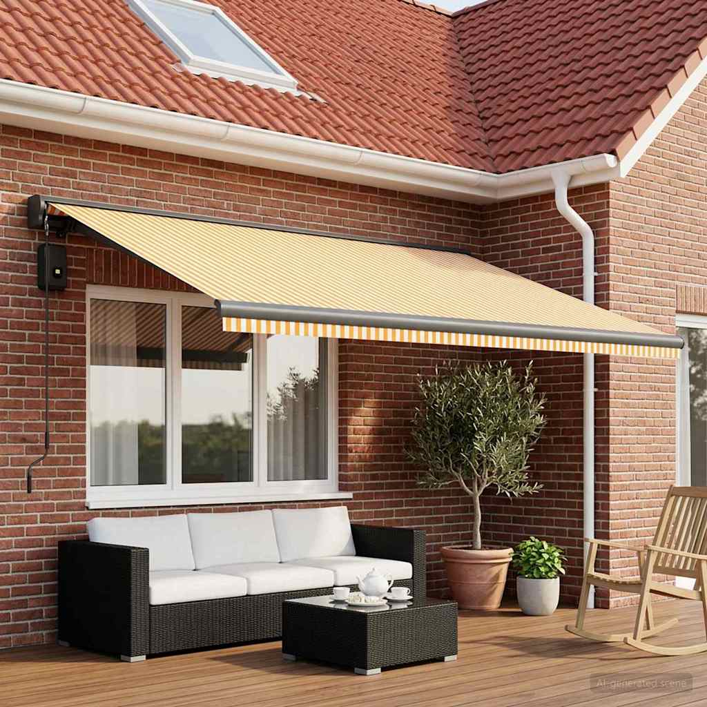 vidaXL Tela de Repuesto para Toldos Amarillo y blanco 450 x 300 cm