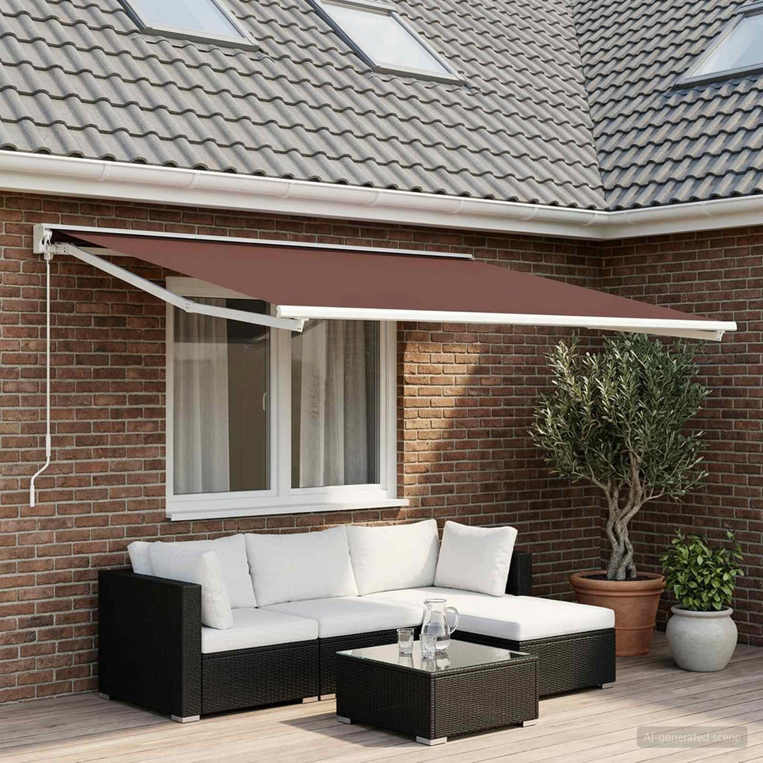 vidaXL Tela de Repuesto para Toldos Marrón 350 x 250 cm Poliéster