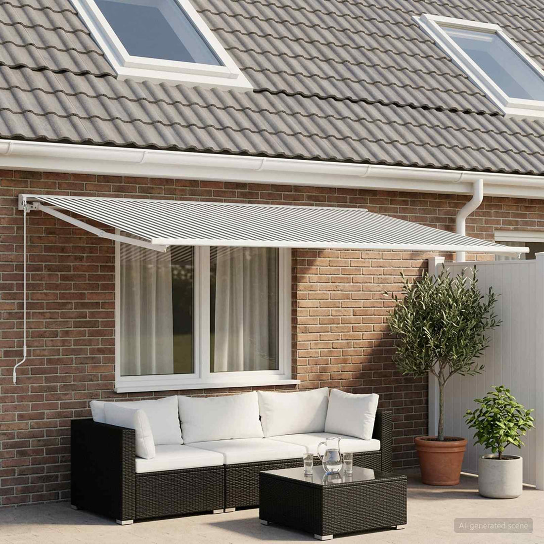 vidaXL Tela de Repuesto para Toldos Antracita y Blanco 250 x 200 cm